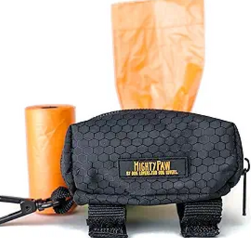 Mighty Paw Dog Poop Bag Holder - Zippered Pouch with Carabiner Hook - Includes Roll of Pick-up Bags - Pet Poop Bag Holder - Dog Dispenser Poop Bag - Dog Bag Holder - Dog Walking Supplies - (Black)